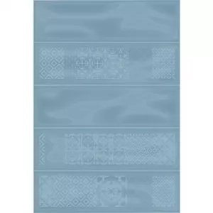 Плитка настенная Керамин Метро 2Д синий декор 27,5*40 см