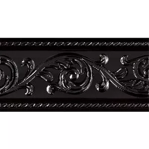Бордюр Carmen Ceramic Art Cenefa Yara Negro черный 7,5х15 см